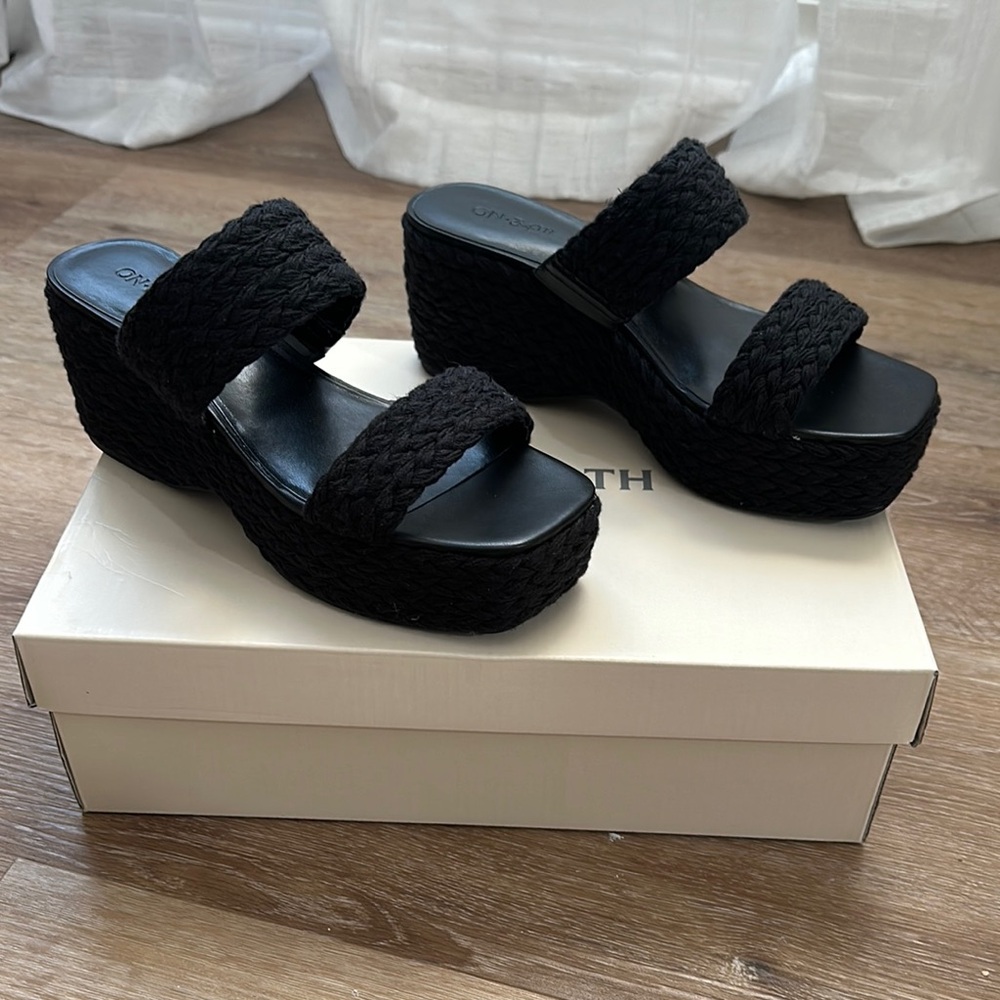 NEW Black Woven Platform Sandals - ON•34th. Never been worn.
